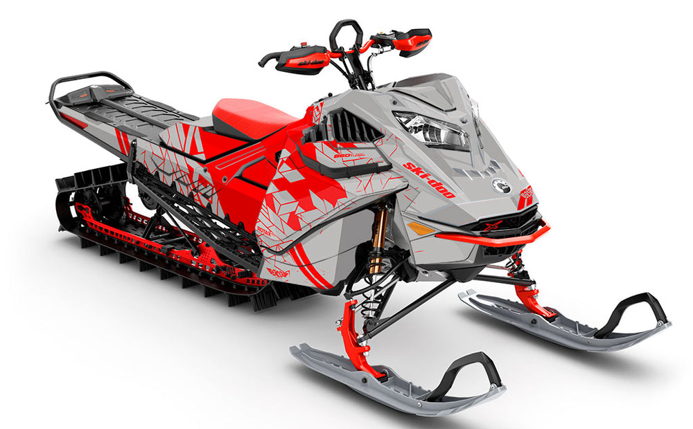 Prism Grey Red Ski-Doo REV Gen4 LWH - Summit Full Coverage Sled Wrap