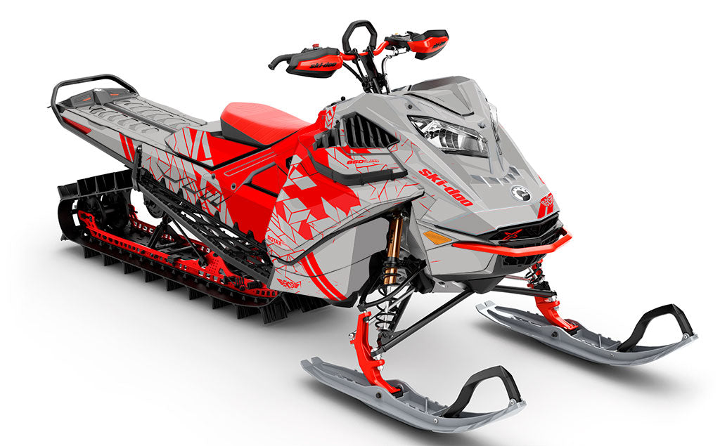 Prism Grey Red Ski-Doo REV Gen4 LWH - Summit Premium Coverage Sled Wrap