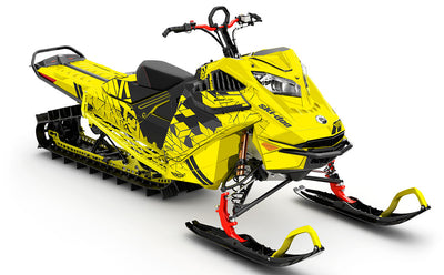 Prism Yellow Grey Ski-Doo REV Gen4 LWH - Summit Premium Coverage Sled Wrap