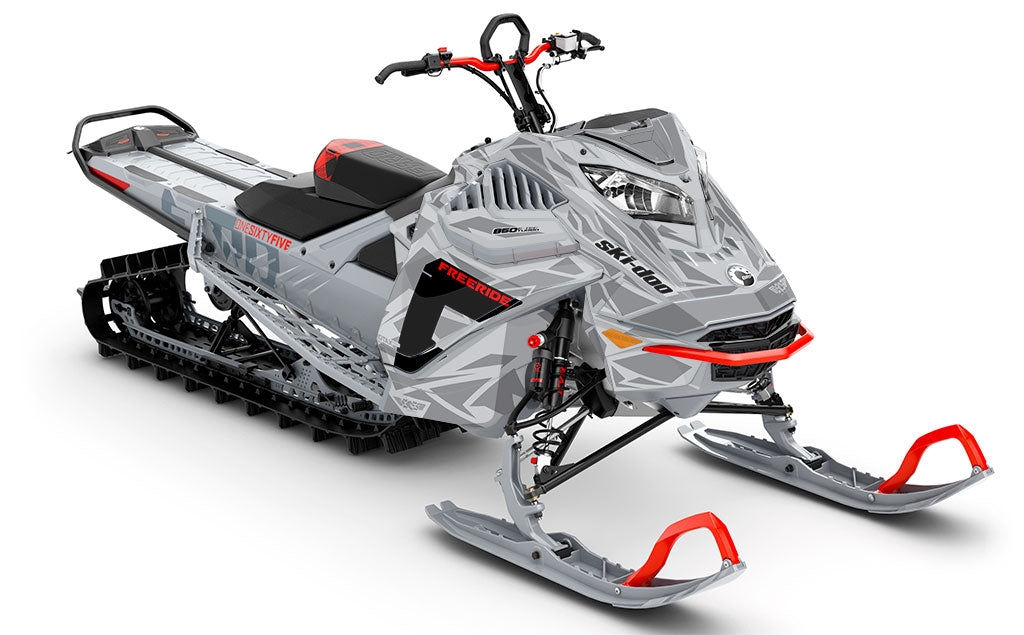 Relic CatGrey Black Ski-Doo REV Gen4 LWH - Freeride Premium Coverage Sled Wrap