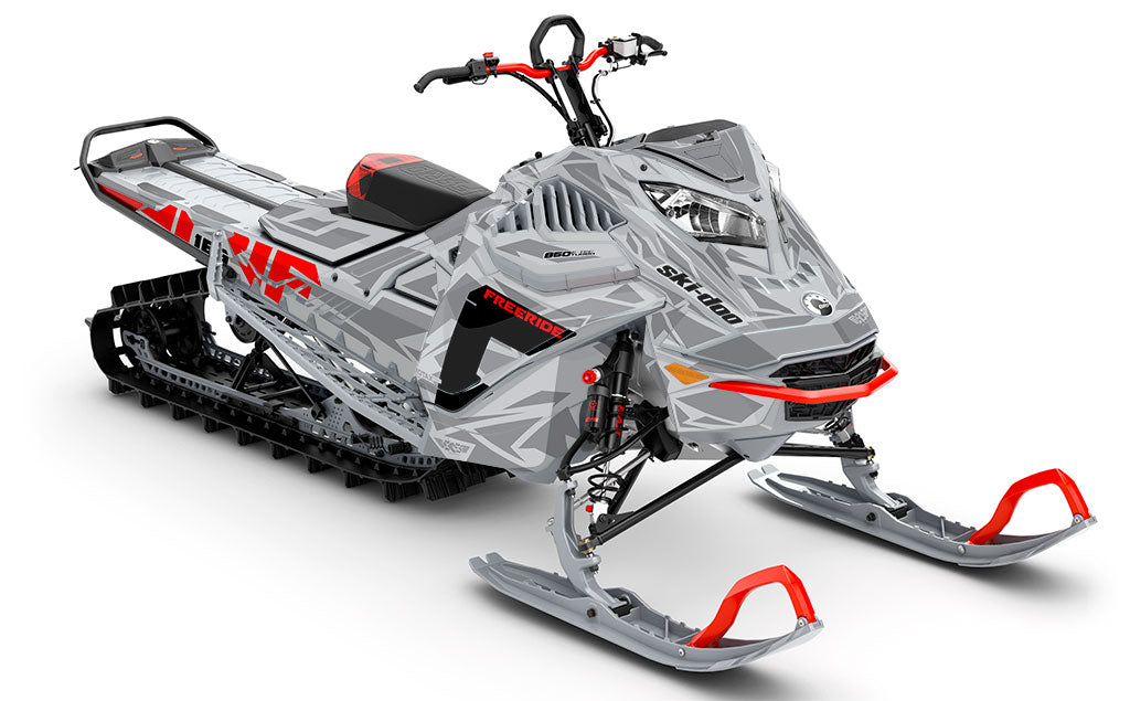 Relic CatGrey Black Ski-Doo REV Gen4 LWH - Freeride Partial Coverage Sled Wrap