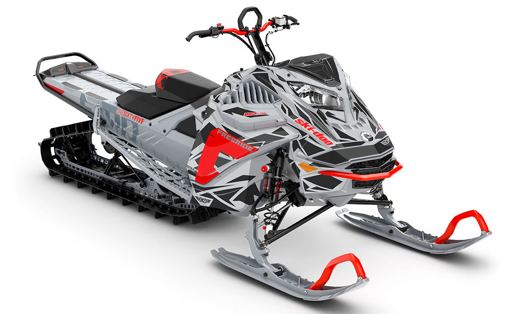 Relic CatGrey Red Ski-Doo REV Gen4 LWH - Freeride Premium Coverage Sled Wrap