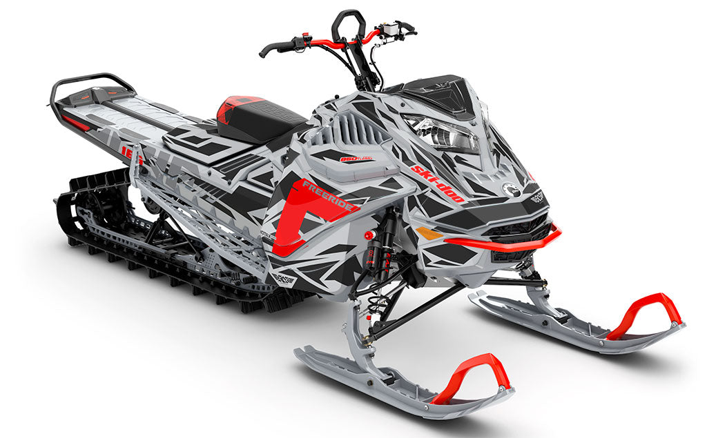 Relic CatGrey Red Ski-Doo REV Gen4 LWH - Freeride Partial Coverage Sled Wrap