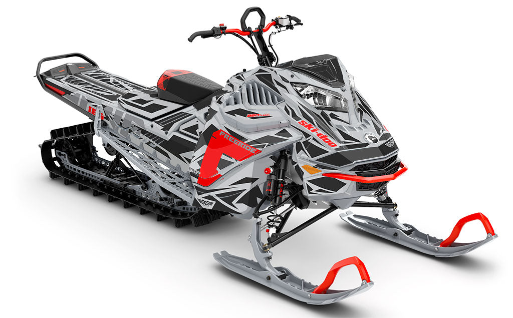 Relic CatGrey Red Ski-Doo REV Gen4 LWH - Freeride Less Coverage Sled Wrap