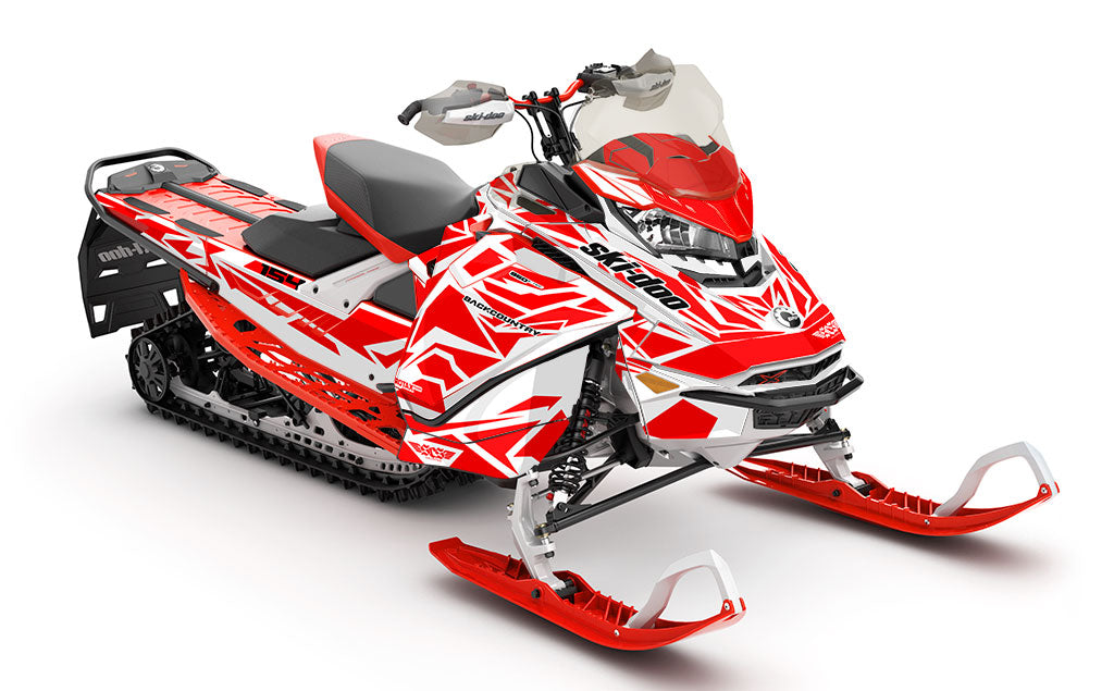 Relic White Red Ski-Doo REV Gen4 Backcountry Partial Coverage Sled Wrap