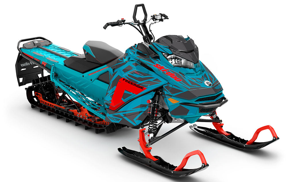 Relic Teal DrkGrey Ski-Doo REV Gen4 Freeride Full Coverage Sled Wrap