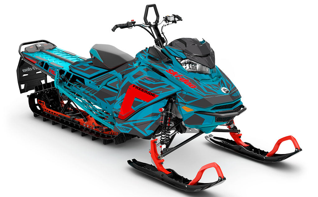 Relic Teal DrkGrey Ski-Doo REV Gen4 Freeride Less Coverage Sled Wrap