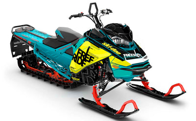 Replay Yellow Teal Ski-Doo REV Gen4 Freeride Partial Coverage Sled Wrap