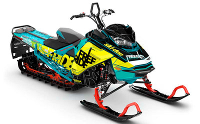 Replay Yellow Teal Ski-Doo REV Gen4 Freeride Less Coverage Sled Wrap