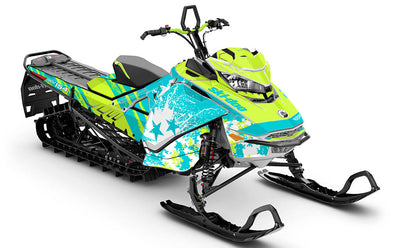 Revert Dayglow Teal Ski-Doo REV Gen4 Freeride Less Coverage Sled Wrap