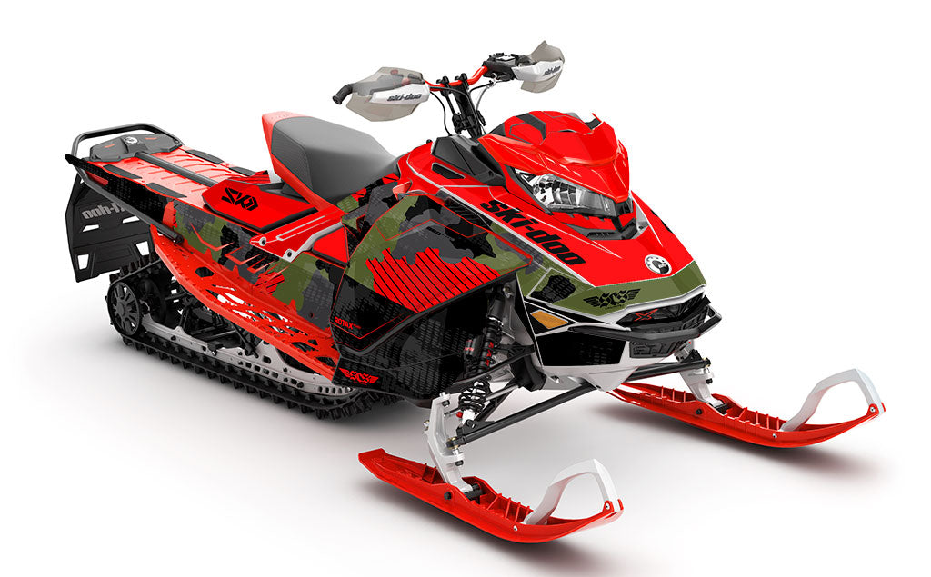 Rogue Green White Ski-Doo REV Gen4 Backcountry Partial Coverage Sled Wrap