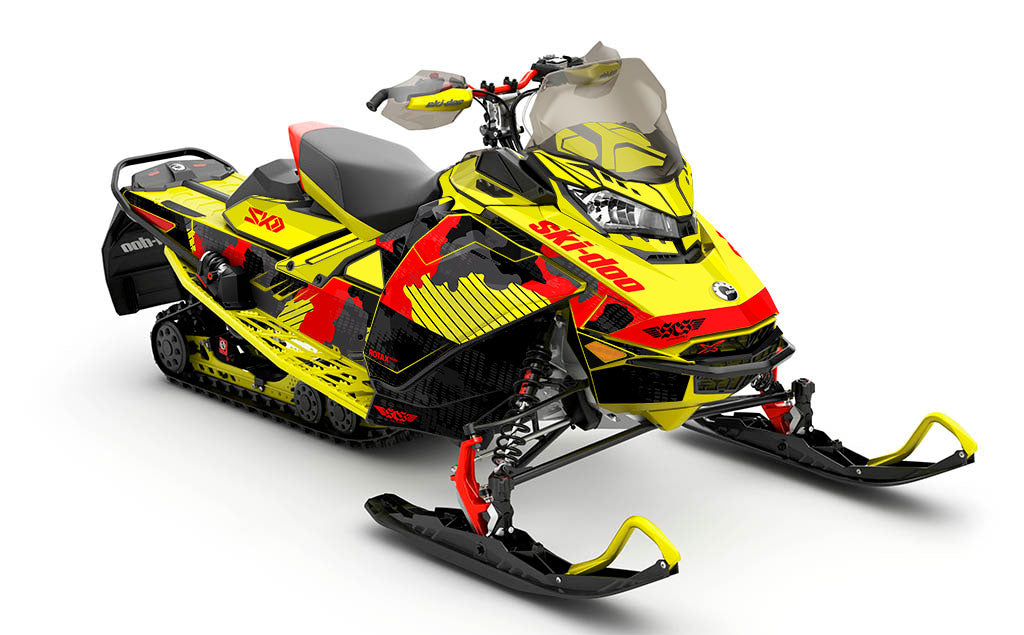 Rogue Orange Yellow Ski-Doo REV Gen4 MXZ Less Coverage Sled Wrap