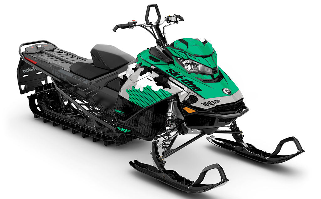 Rogue Green White Ski-Doo REV Gen4 Summit Less Coverage Sled Wrap