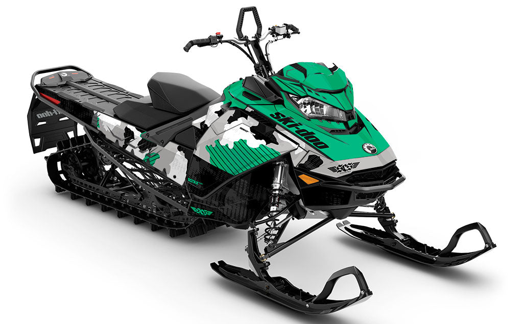 Rogue Green White Ski-Doo REV Gen4 Summit Partial Coverage Sled Wrap