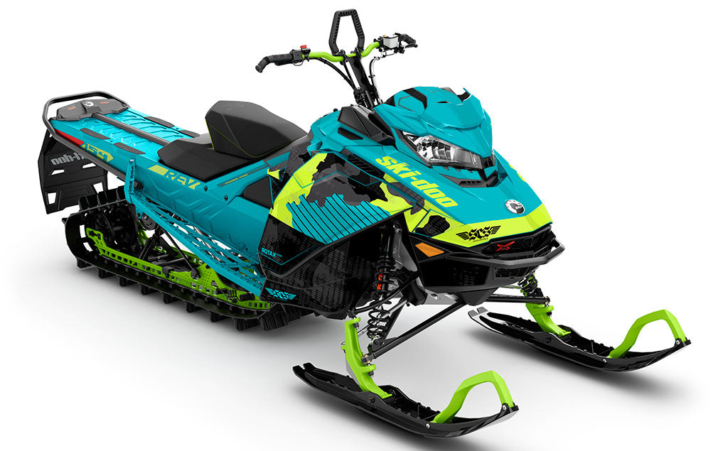 Rogue Teal DayGlow Ski-Doo REV Gen4 Summit Less Coverage Sled Wrap