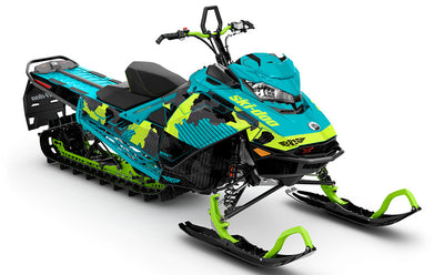 Rogue Teal DayGlow Ski-Doo REV Gen4 Summit Partial Coverage Sled Wrap
