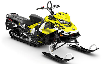 Rogue Yellow White Ski-Doo REV Gen4 Summit Partial Coverage Sled Wrap