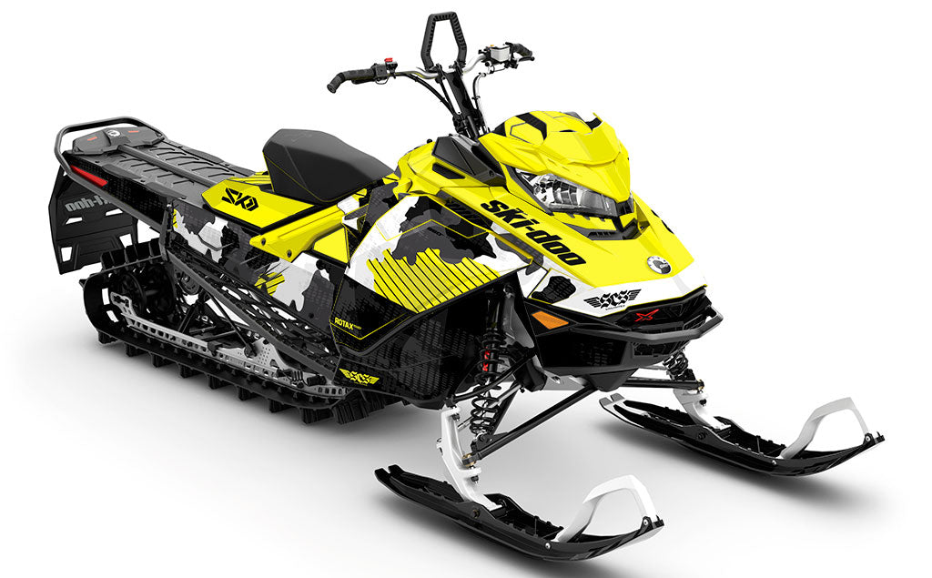 Rogue Yellow White Ski-Doo REV Gen4 Summit Full Coverage Sled Wrap