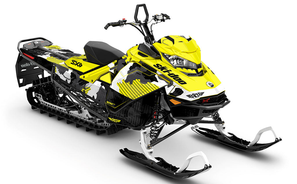 Rogue Yellow White Ski-Doo REV Gen4 Summit Premium Coverage Sled Wrap