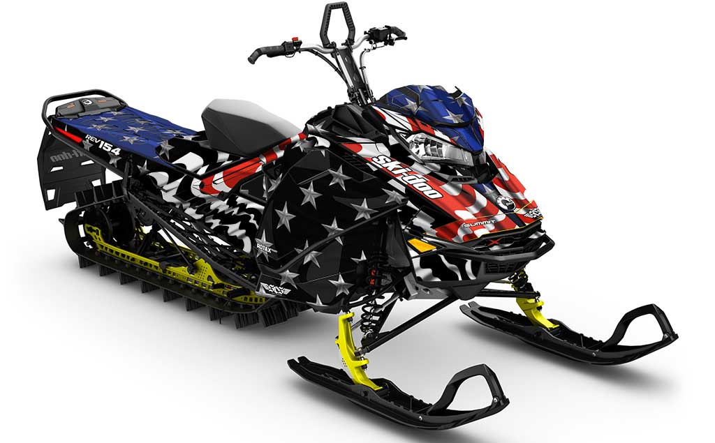 Screaming Freedom Red Blue Ski-Doo REV Gen4 Sled Wrap Premium Sled