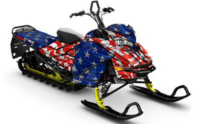 Screaming Freedom Red Blue Ski-Doo REV Gen4 Sled Wrap Premium Coverage Sled Wrap