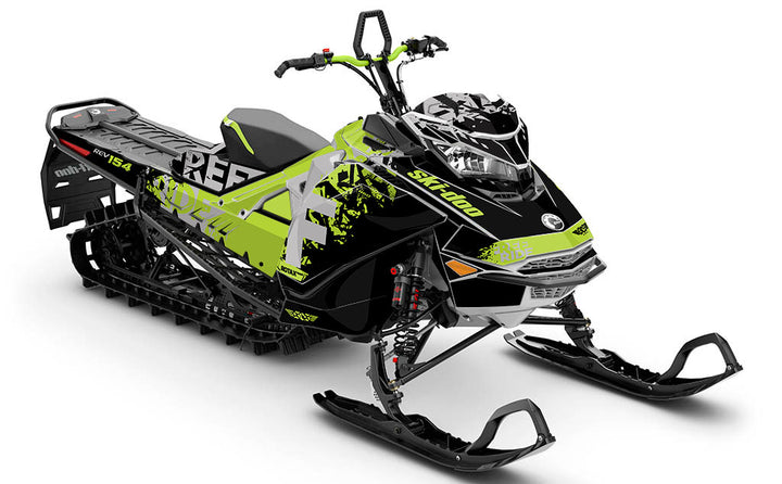 Shatter Grey Green Ski-Doo REV Gen4 Freeride Premium Sled Wrap