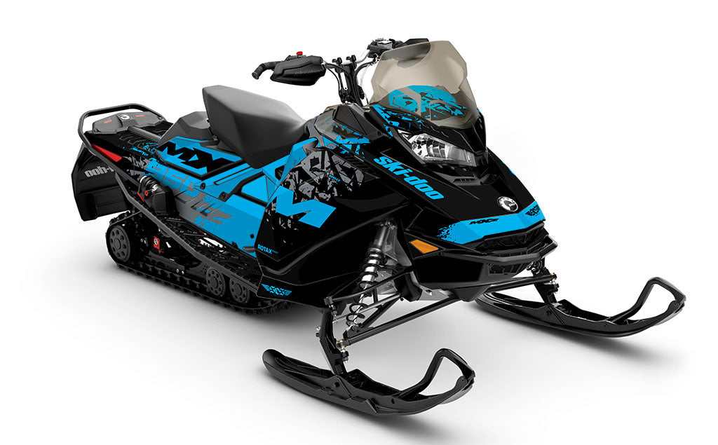 Shatter Blue Grey Ski-Doo REV Gen4 MXZ Premium Coverage Sled Wrap
