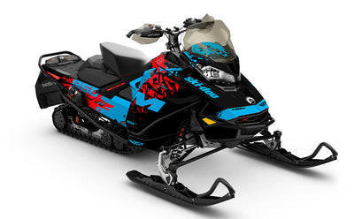 Shatter Blue Red Ski-Doo REV Gen4 MXZ Partial Coverage Sled Wrap