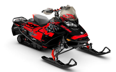 Shatter Red Grey Ski-Doo REV Gen4 MXZ Premium Coverage Sled Wrap