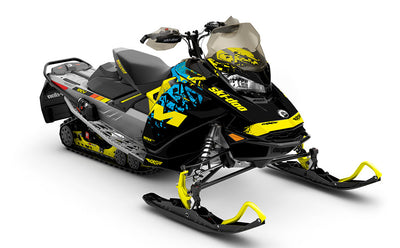 Shatter Yellow Blue Ski-Doo REV Gen4 MXZ Less Coverage Sled Wrap