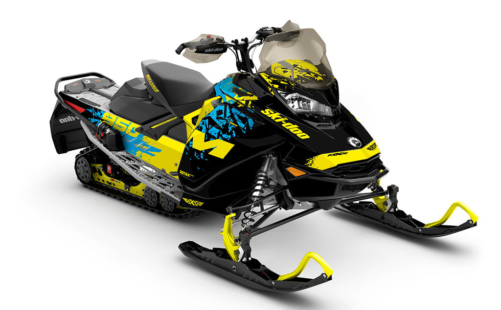 Shatter Yellow Blue Ski-Doo REV Gen4 MXZ Partial Coverage Sled Wrap