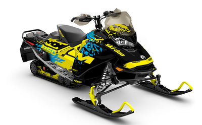 Shatter Yellow Blue Ski-Doo REV Gen4 MXZ Premium Coverage Sled Wrap