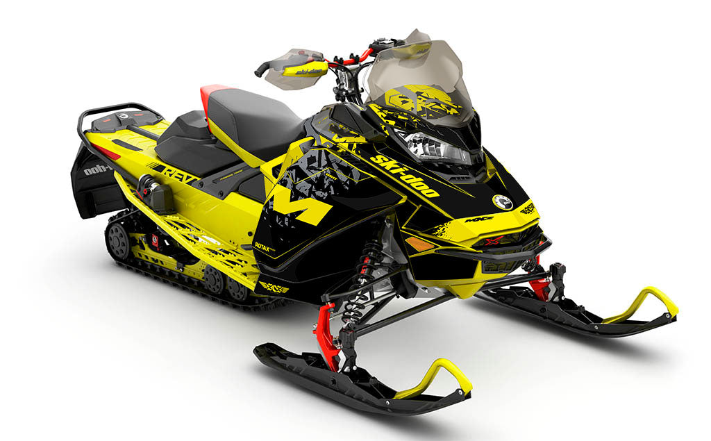 Shatter Yellow Grey Ski-Doo REV Gen4 MXZ Less Coverage Sled Wrap