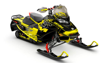 Shatter Yellow Grey Ski-Doo REV Gen4 MXZ Partial Coverage Sled Wrap