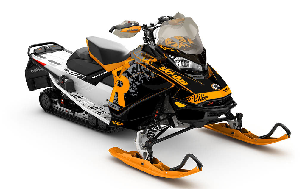 Shatter Orange Grey Ski-Doo REV Gen4 Renegade Prem Coverage Sled Wrap