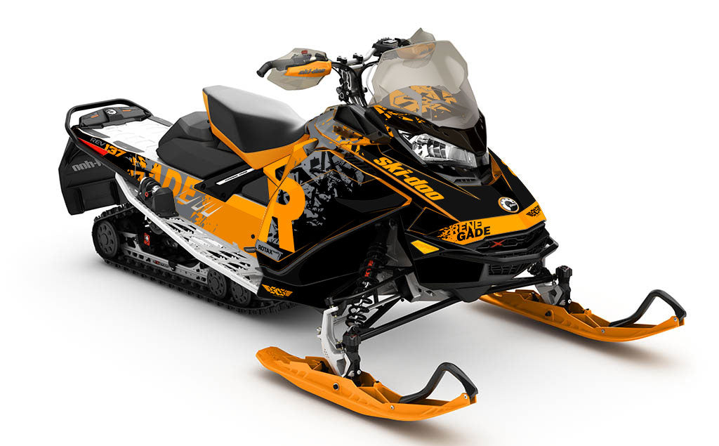 Shatter Orange Grey Ski-Doo REV Gen4 Renegade Less Coverage Sled Wrap