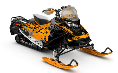 Shatter Orange Grey Ski-Doo REV Gen4 Renegade Full Coverage Sled Wrap