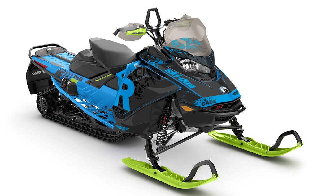 Shatter Blue Black Ski-Doo REV Gen4 Renegade Less Coverage Sled Wrap