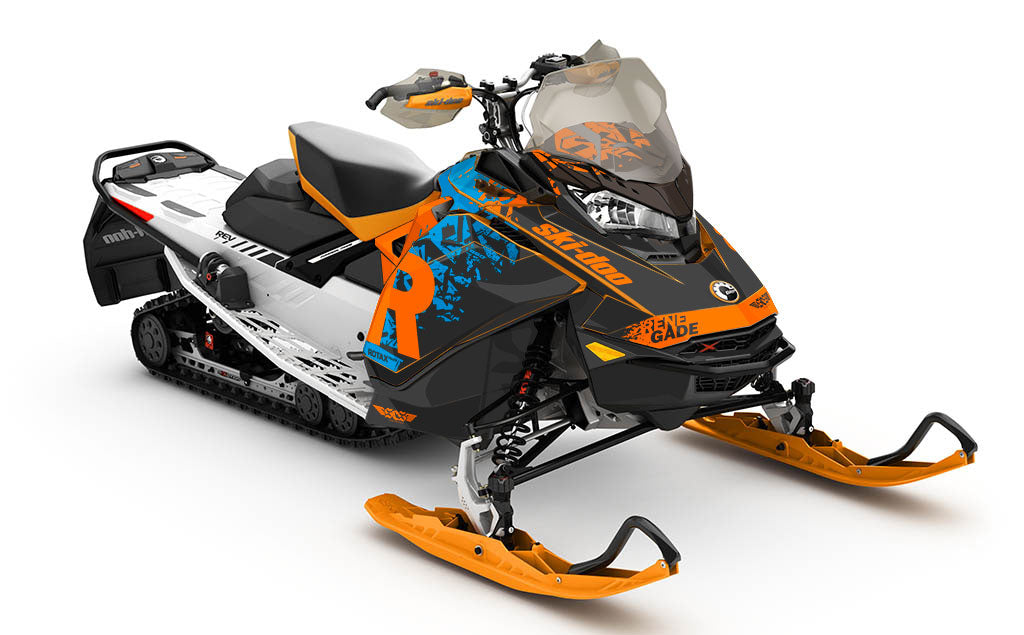 Shatter DrkOrange Blue Ski-Doo REV Gen4 Renegade Less Coverage Sled Wrap