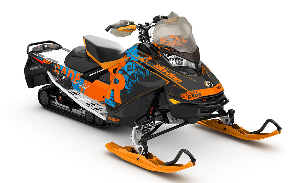 Shatter DrkOrange Blue Ski-Doo REV Gen4 Renegade Partial Coverage Sled Wrap