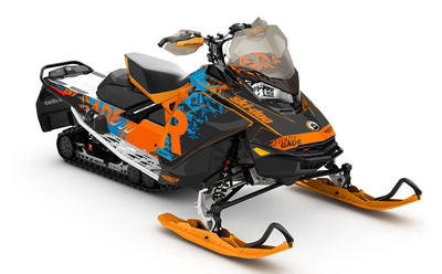 Shatter DrkOrange Blue Ski-Doo REV Gen4 Renegade Partial Coverage Sled Wrap