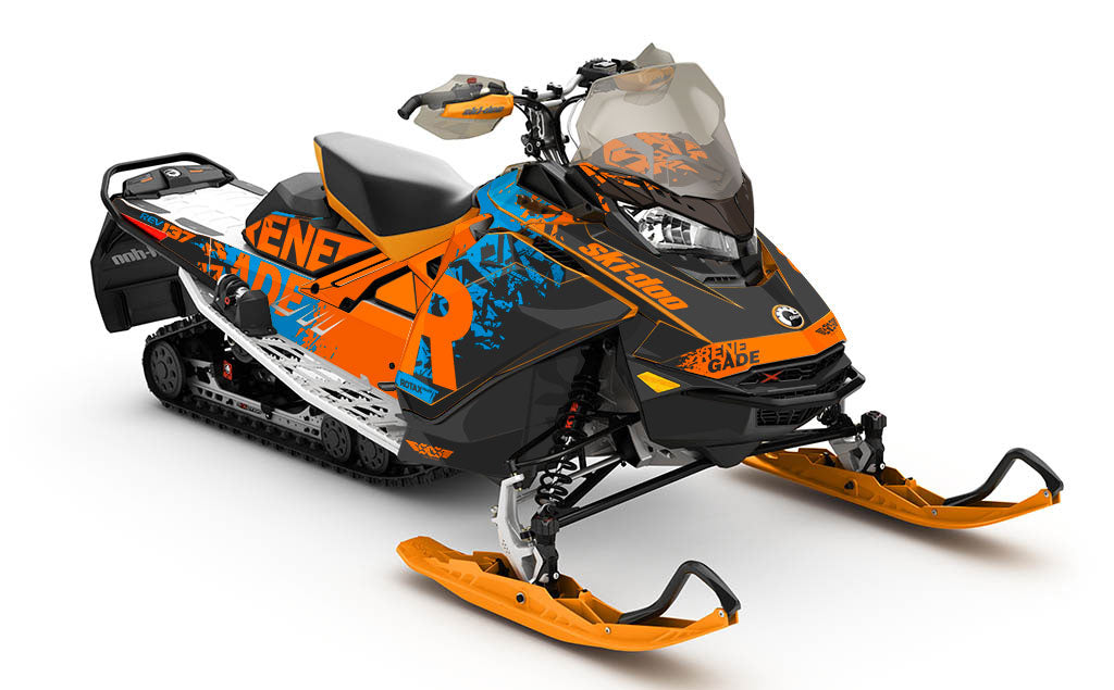 Shatter DrkOrange Blue Ski-Doo REV Gen4 Renegade Full Coverage Sled Wrap