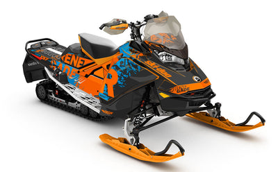 Shatter DrkOrange Blue Ski-Doo REV Gen4 Renegade Prem Coverage Sled Wrap