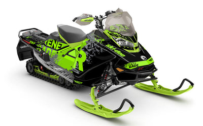 Shatter Kawi Grey Ski-Doo REV Gen4 Renegade Prem Coverage Sled Wrap