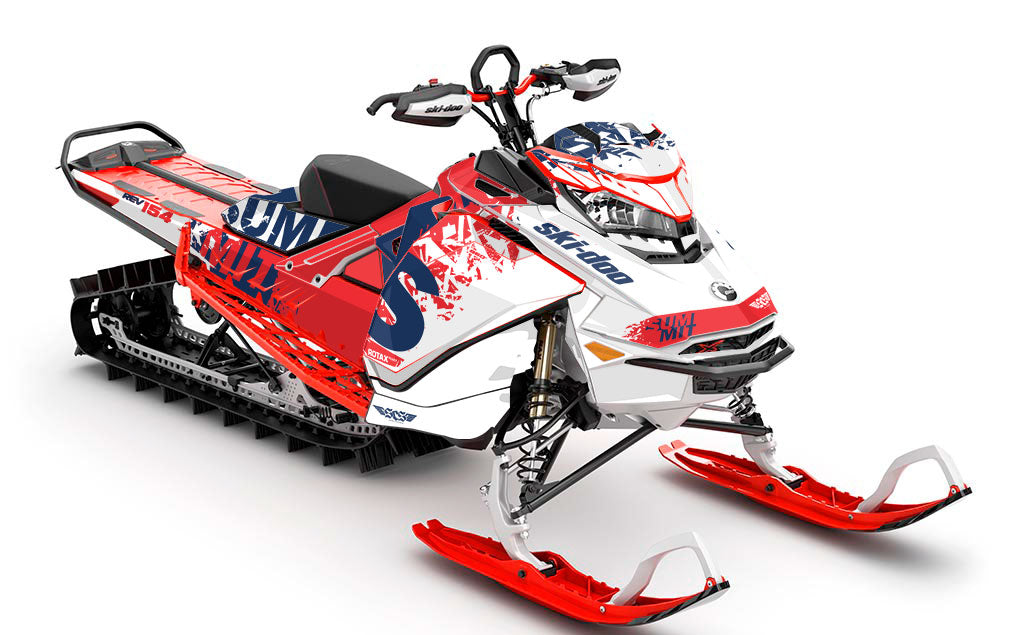 Shatter DrkBlue White Ski-Doo REV Gen4 Summit Full Coverage Sled Wrap