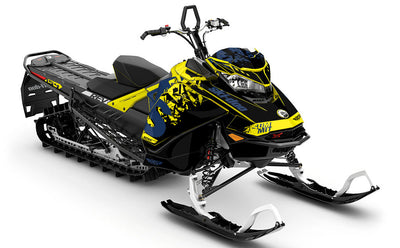 Shatter DrkBlue Yellow Ski-Doo REV Gen4 Summit Less Coverage Sled Wrap