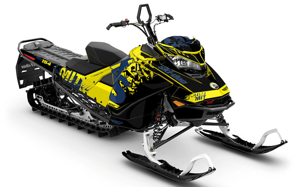 Shatter DrkBlue Yellow Ski-Doo REV Gen4 Summit Partial Coverage Sled Wrap