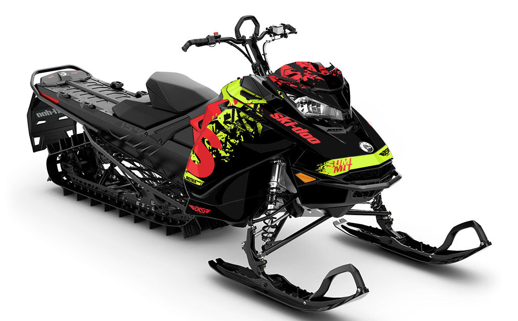 Shatter Red DayGlow Ski-Doo REV Gen4 Summit Less Coverage Sled Wrap