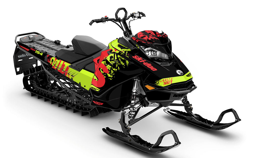 Shatter Red DayGlow Ski-Doo REV Gen4 Summit Partial Coverage Sled Wrap