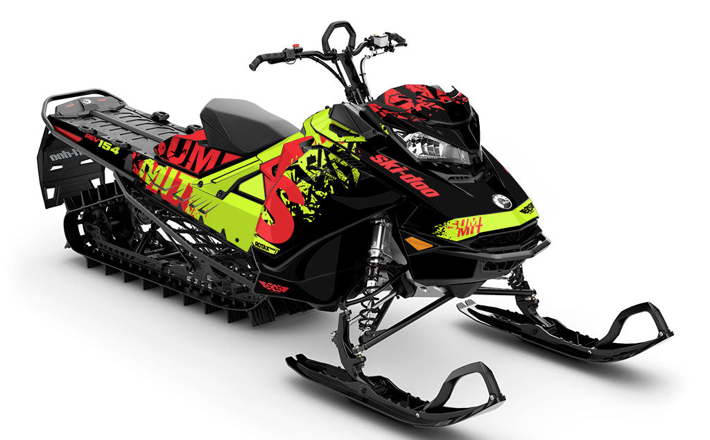 Shatter Red DayGlow Ski-Doo REV Gen4 Summit Full Coverage Sled Wrap
